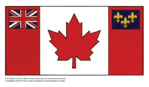A Red Ensign with the fleur-de-lis and the Union Jack