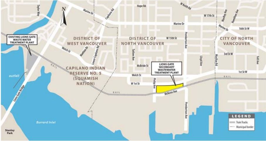 New Lions Gate Secondary Wastewater Treatment Plant map