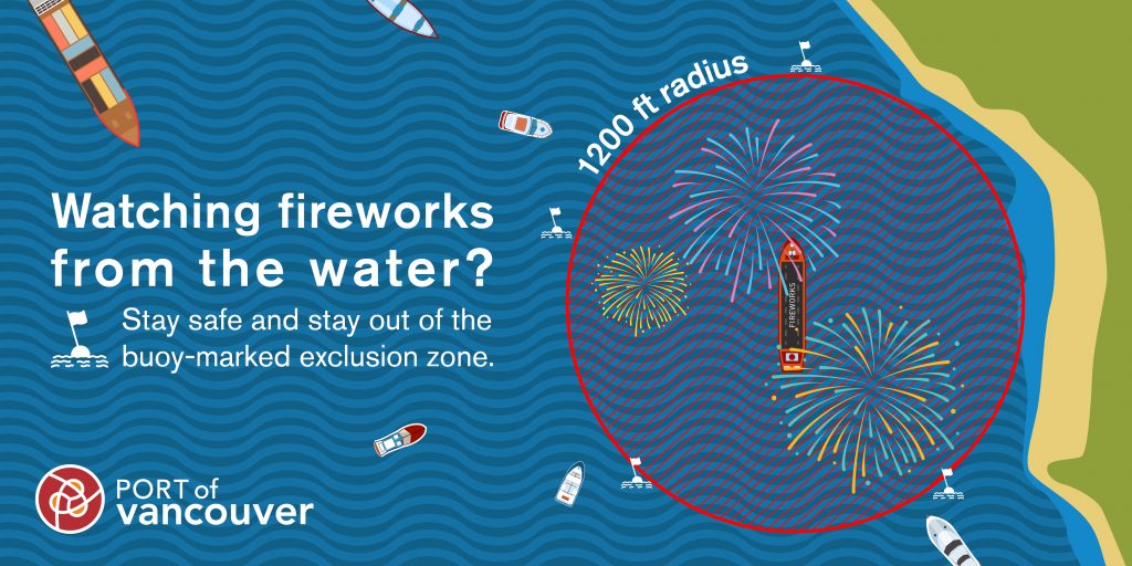 If you're watching the fireworks from the water, be sure to stay well away from the barge!